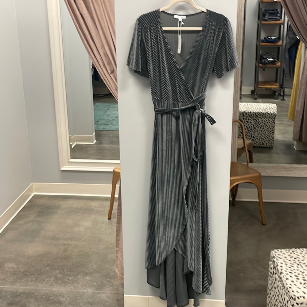 Andi ribbed velvet wrap dress